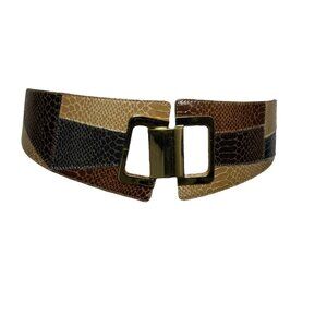 Vintage Y2K wide patchwork leather look bold statement belt womens size Medium